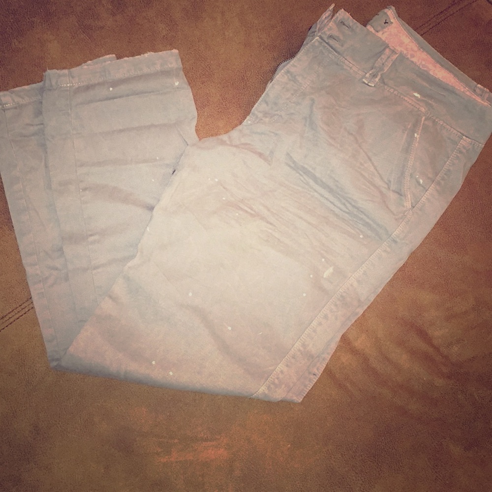 American Eagle Distressed Cropped Khakis